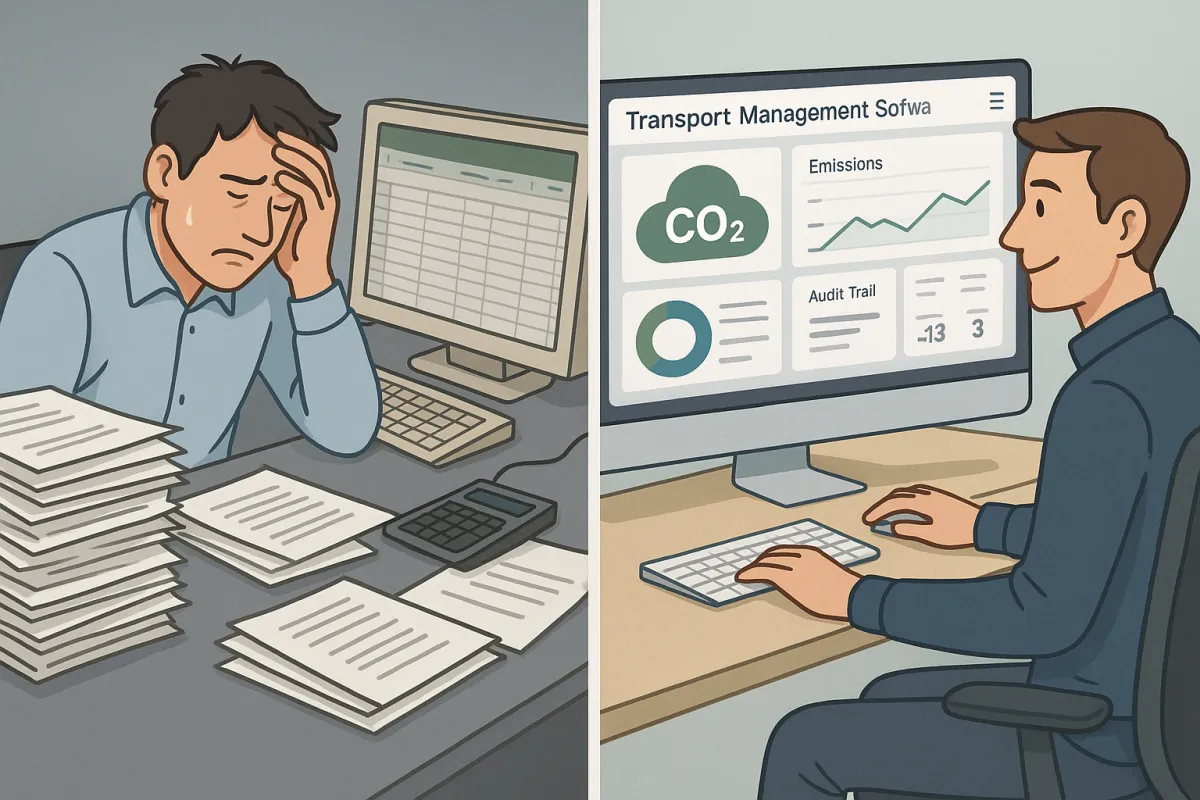 TMS CO2-Tracking voor CSRD-Compliance: Waarom Nederlandse Verladers Hun Transportmanagementsoftware Nu Moeten Upgraden voor Automatische Emissierapportage (en de 5-Stappen Selectiegids die €200.000+ Compliance Kosten Bespaart)